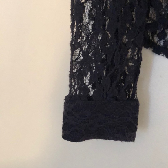 Y2K sheer navy lace button up blouse - Picture 4 of 5